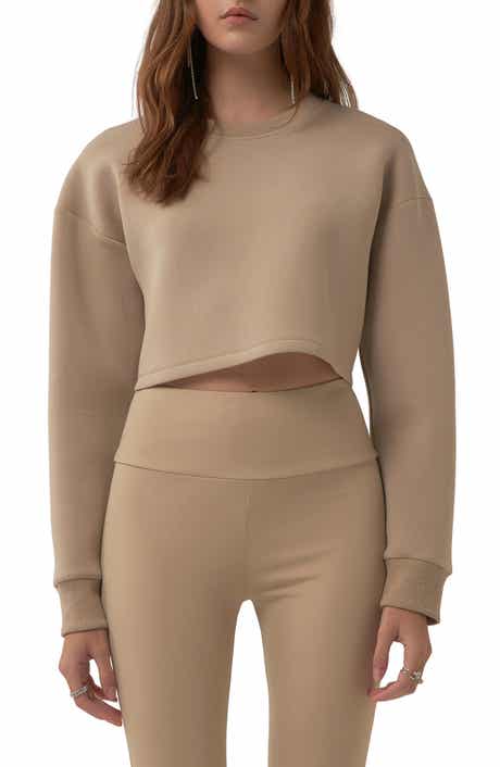 Grey Lab Lounge Wear Crop Crewneck Sweatshirt