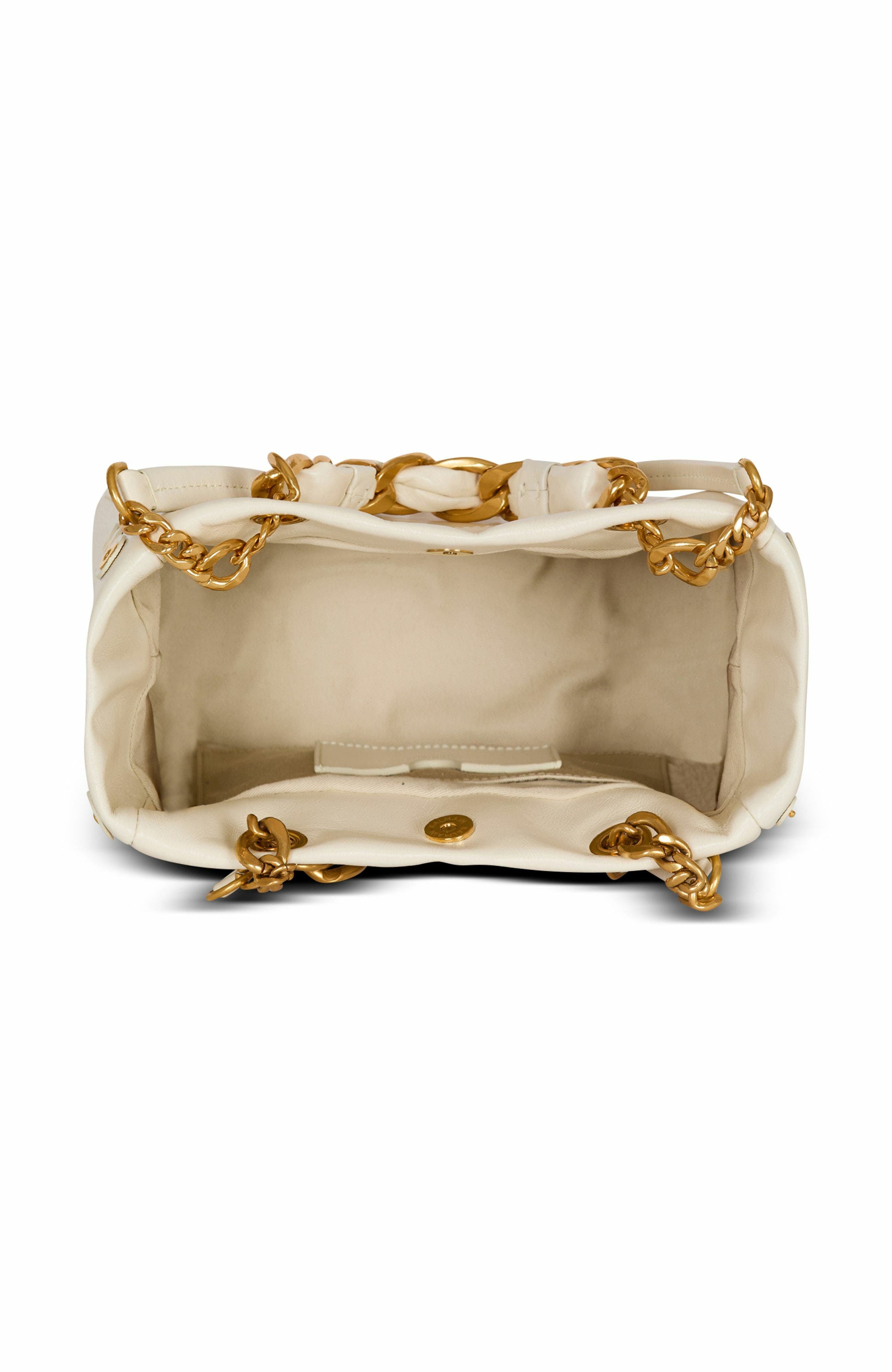 Balmain 1945 Soft Small Crinkled Leather Tote Bag, Alternate, color, 