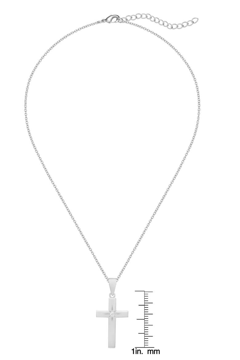 Kids' Cubic Zirconia Cross Pendant Necklace, Alternate, color, SILVER