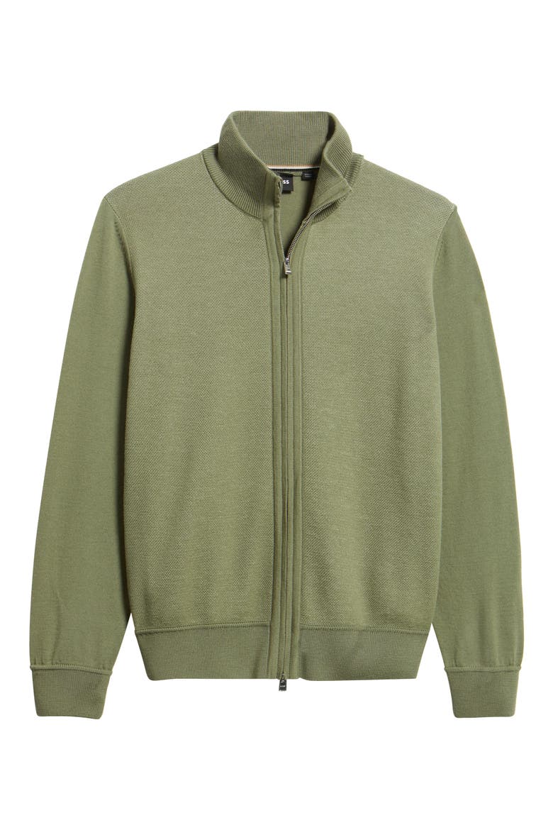 Illarione Zip Wool Cardigan, Alternate, color, MEDIUM GREEN