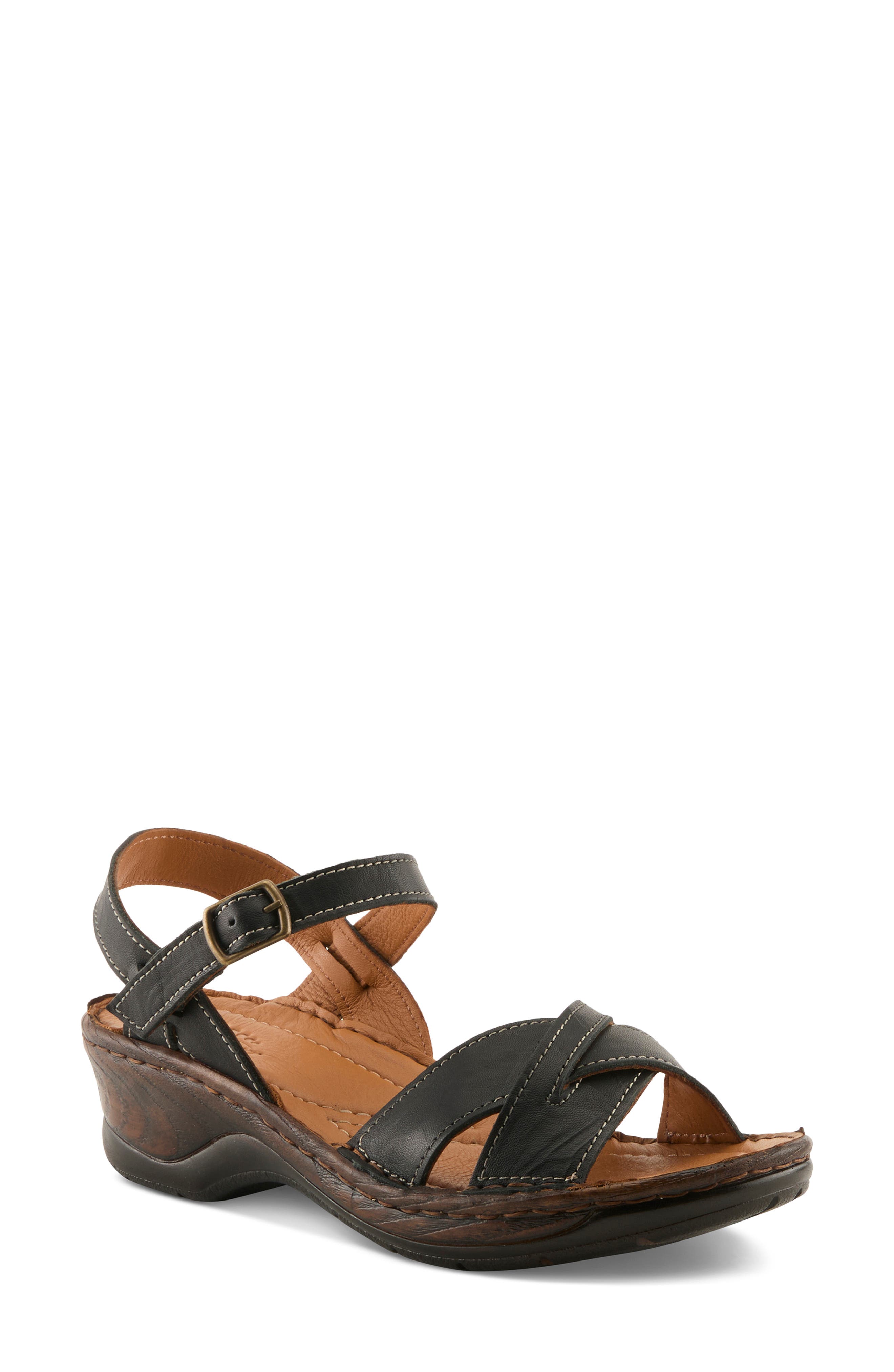 Spring Step Amareza Ankle Strap Sandal, Main, color, Black