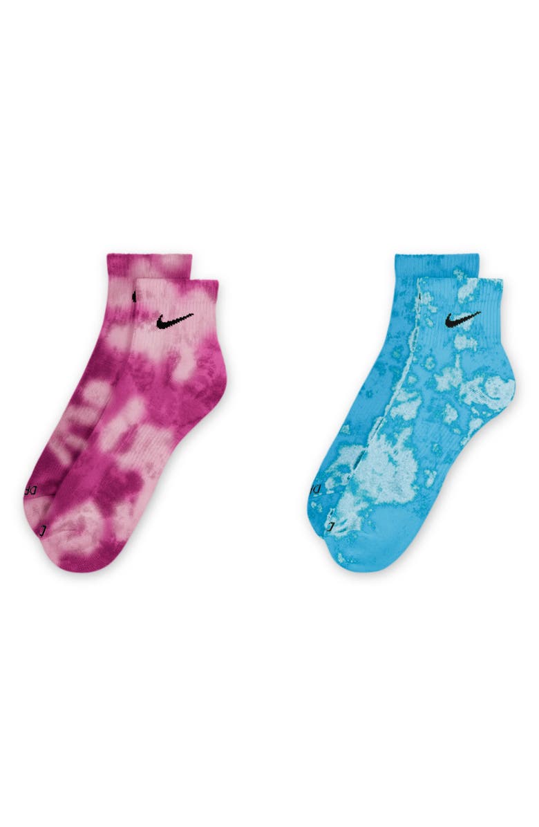Nike Dri-FIT Everyday 2-Pack Assorted Tie Dye Ankle Socks, Main, color,
