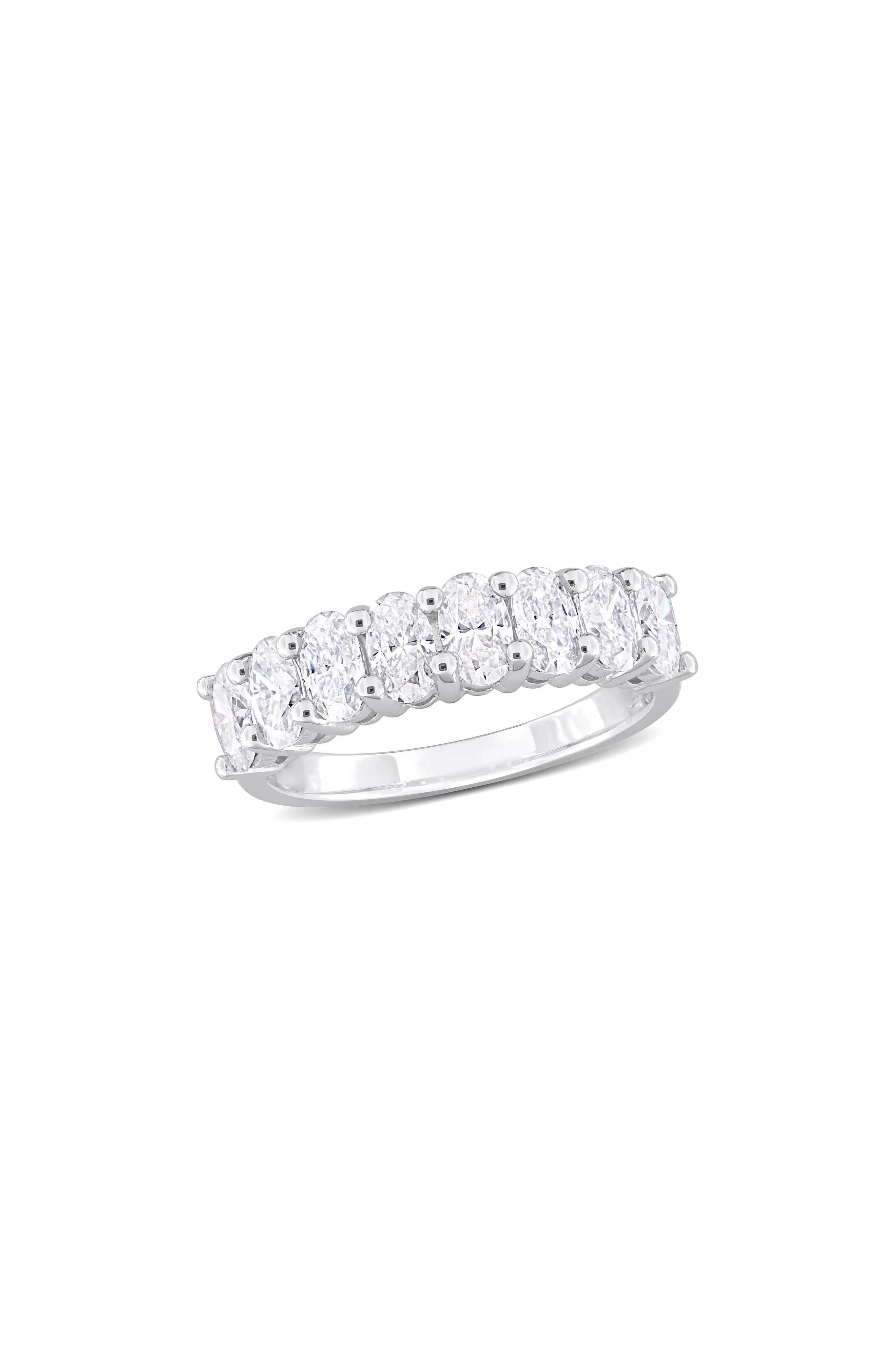 DELMAR Sterling Silver Created Moissanite Oval Band Ring