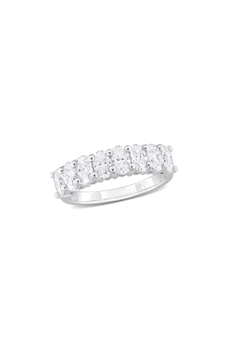DELMAR Sterling Silver Created Moissanite Oval Band Ring, Main, color, White/ Silver