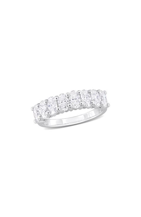 Sterling Silver Created Moissanite Oval Band Ring