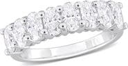 DELMAR Sterling Silver Created Moissanite Oval Band Ring