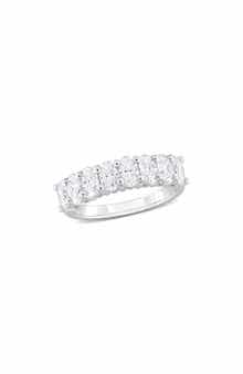 DELMAR Sterling Silver Created Moissanite Oval Band Ring