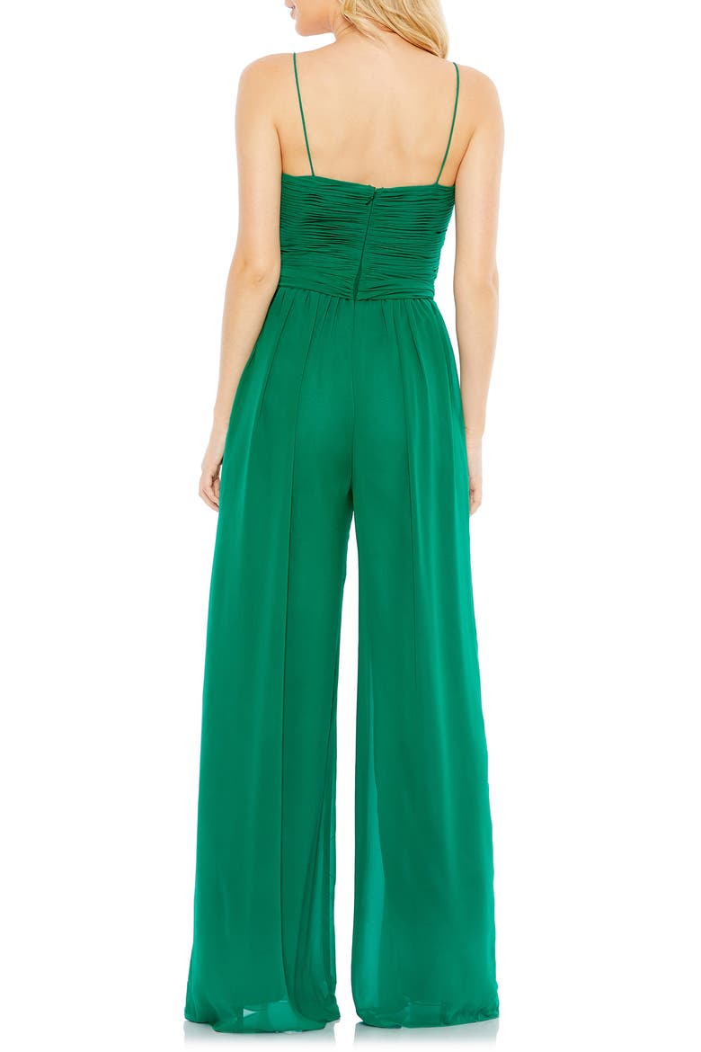 Ruched Wide Leg Jumpsuit, Alternate, color, EMERALD
