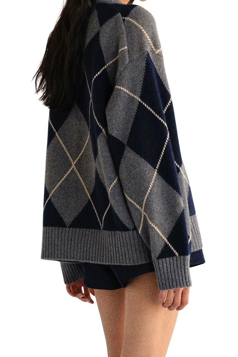 Cove Oversize Recycled Cashmere & Wool Sweater, Alternate, color, THUNDER MULTI ARGYLE