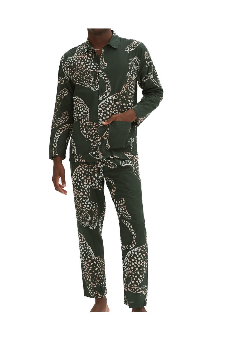Mens Pocket Pajama Set, Main, color, Jag Print Green