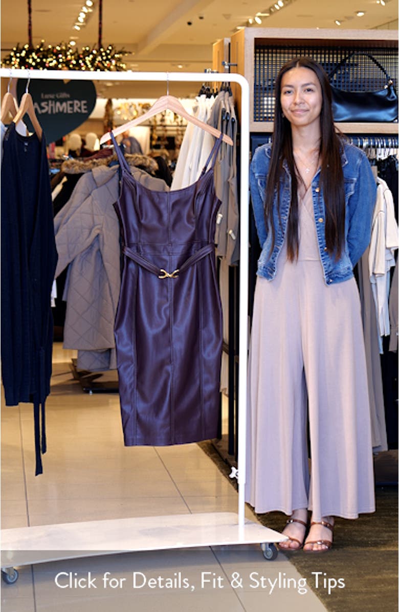 Halia Belted Faux Leather Midi Dress, sales video thumbnail