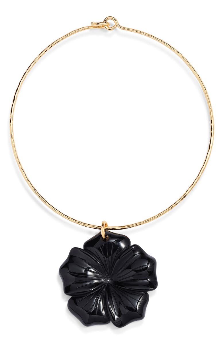 NEST Jewelry Black Onyx Flower Collar Necklace, Main, color, Black