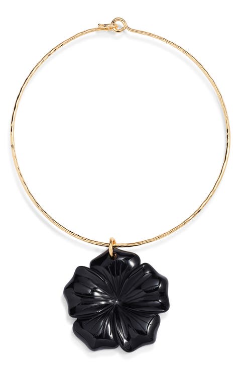 Black Onyx Flower Collar Necklace