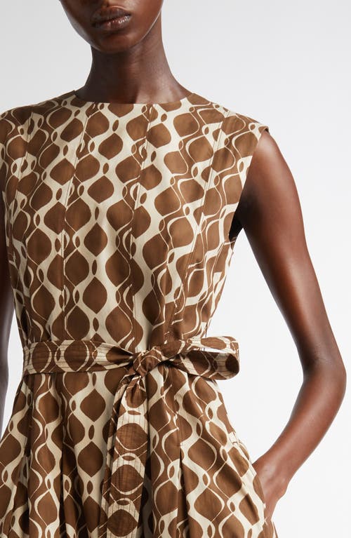Max Mara Dress In Printed Poplin In Ecru