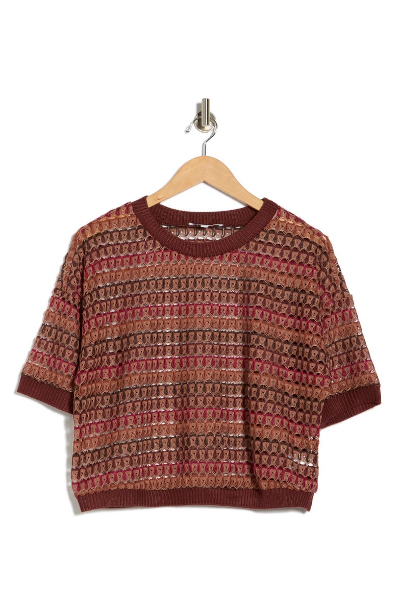 Daniel Rainn Openwork Stripe Sweater, Alternate, color, Burgundy