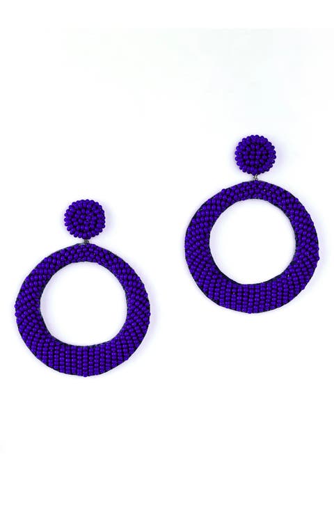 Asta Beaded Hoop Drop Earrings