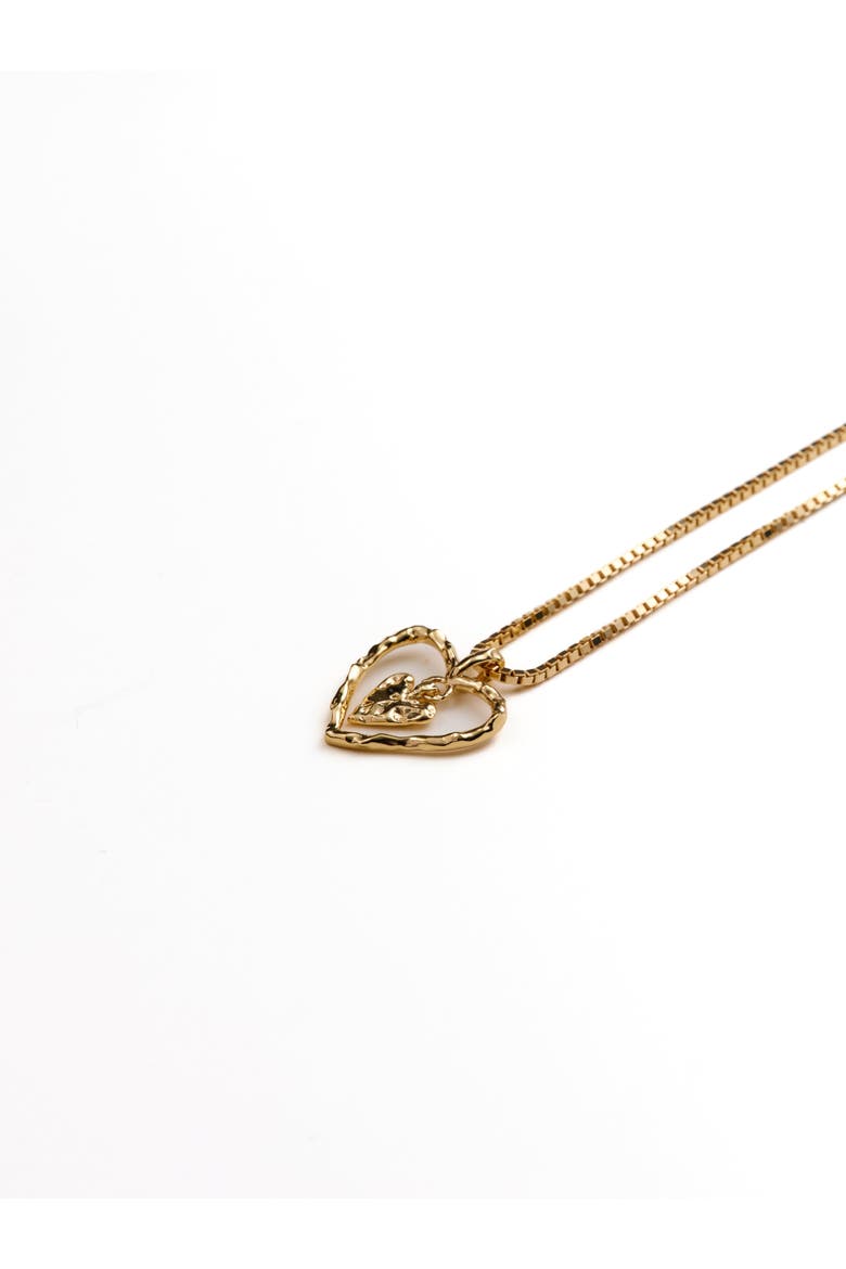 Cameron Double Heart Necklace, Main, color, Recycled Gold Vermeil