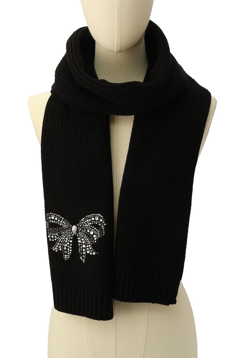 Crystal Bow Scarf, Alternate, color, BLACK