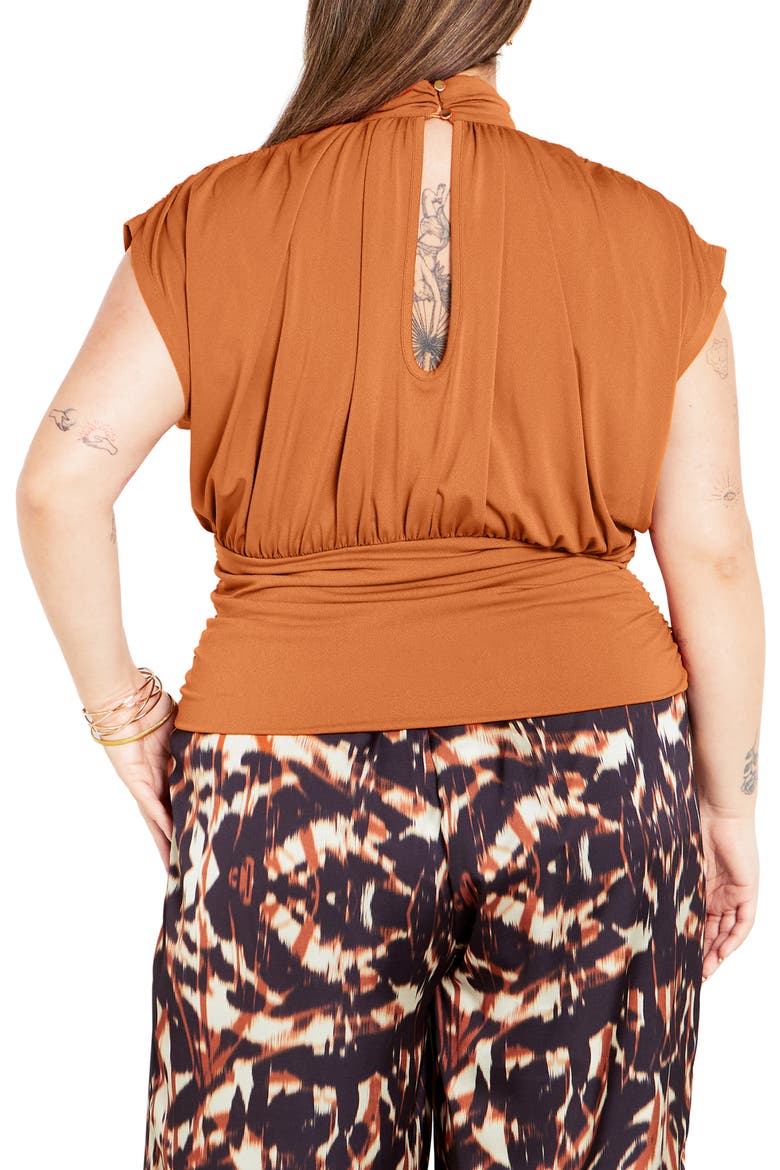 Kamryn Mock Neck Cap Sleeve Top, Alternate, color, TOFFEE
