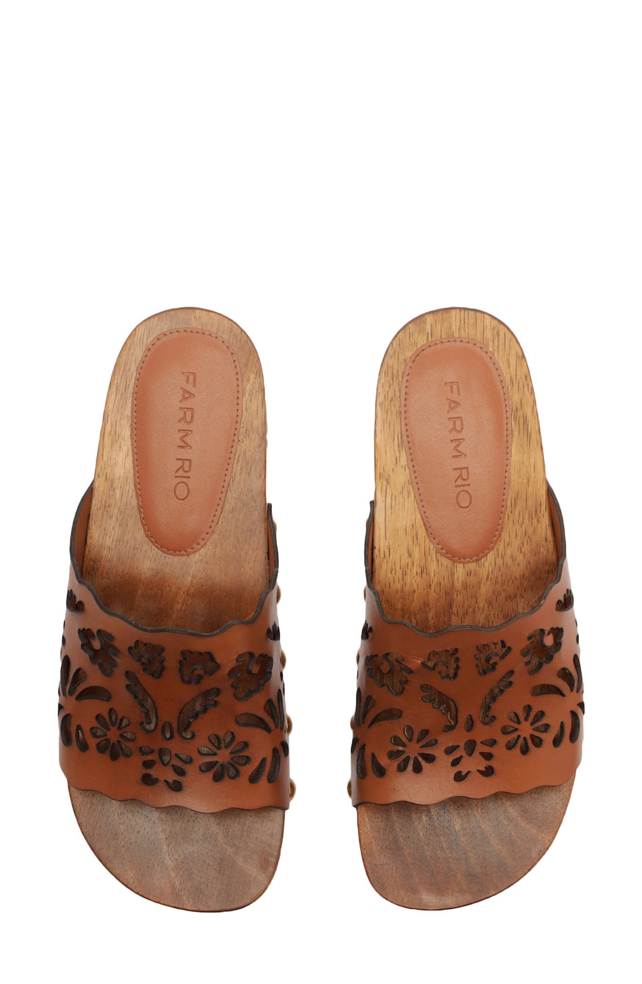 Lace Leather Slide Clog, Alternate, color, SAND