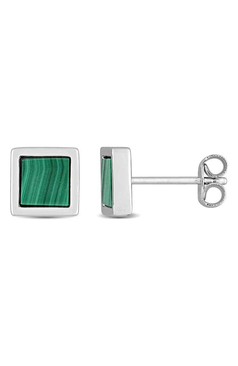 DELMAR Malachite Square Stud Earrings, Main, color, Green