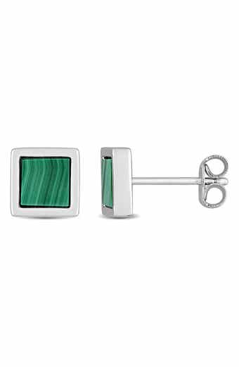 DELMAR Malachite Square Stud Earrings