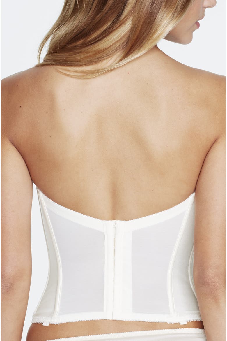 Rachelle Strapless Low Back Satin Longline Bridal Bra, Alternate, color, Ivory