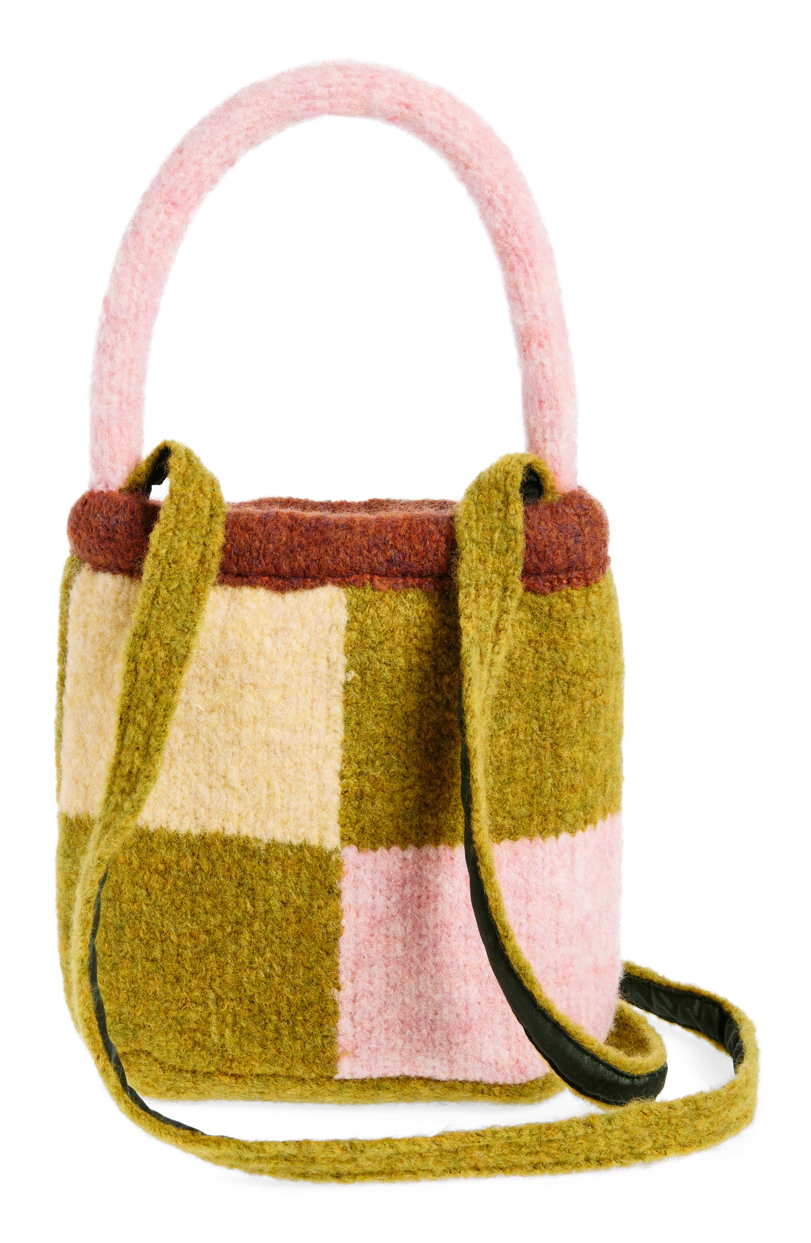 Softi Knit Pouch, Alternate, color, OLIVE/ PINK/ EGG SHELL