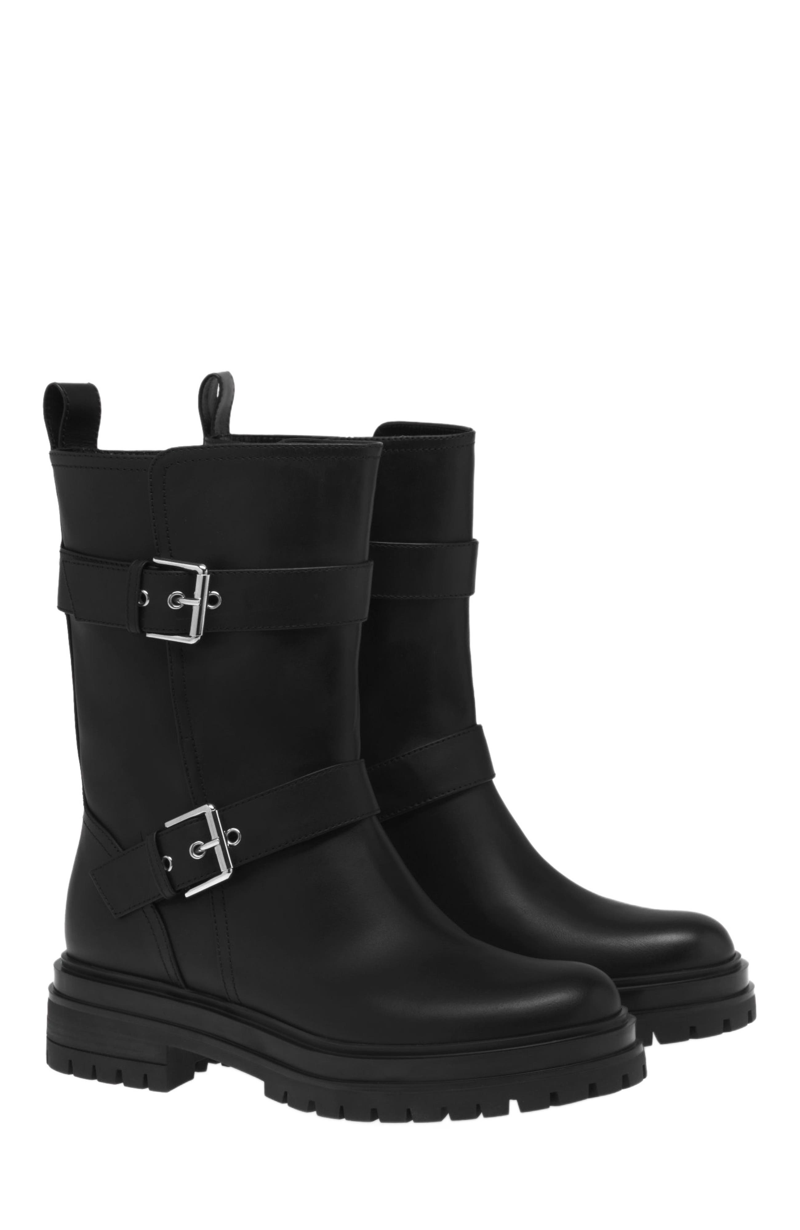 Gianvito Rossi Thiago Biker, Alternate, color, Black