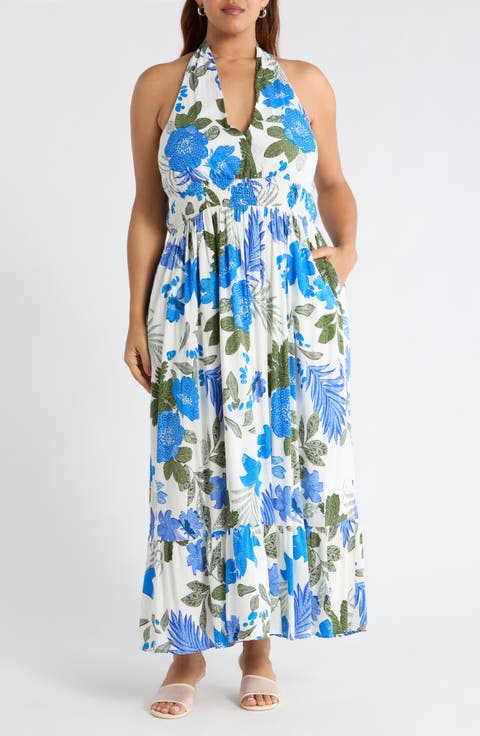 Zurie Floral Niam Smocked Midi Dress (Plus)