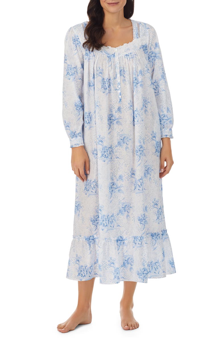 Eileen West Floral Print Cotton Ballet Nightgown, Main, color,