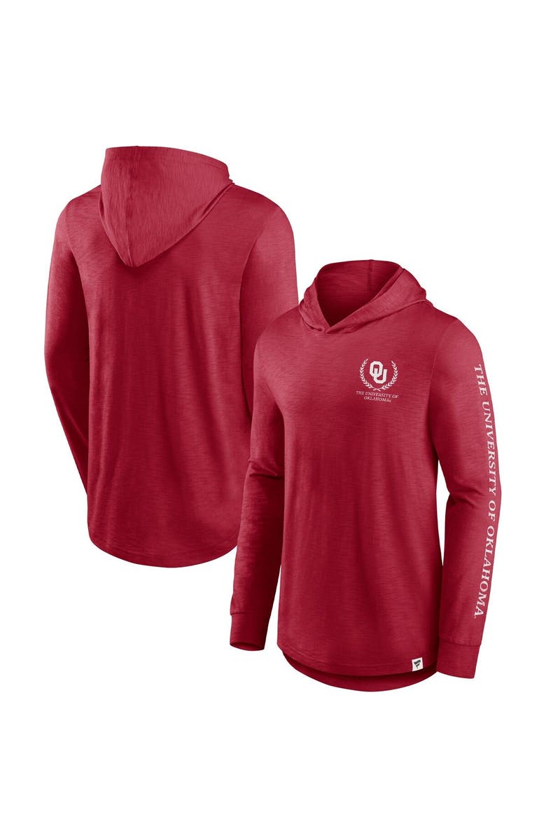 FANATICS Men's Fanatics Branded Crimson Oklahoma Sooners Photo Finish Hoodie Long Sleeve T-Shirt, Main, color, Crimson