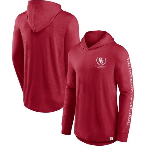 Men's Fanatics Branded Crimson Oklahoma Sooners Photo Finish Hoodie Long Sleeve T-Shirt