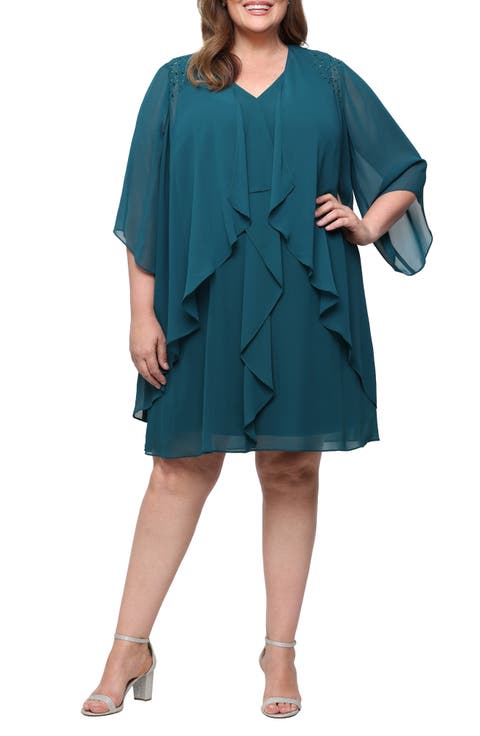 Chiffon Sleeveless Dress with Beaded Jacket