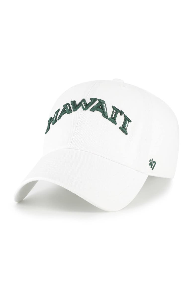 Men's '47 White Hawaii Rainbow Warriors Clean Up Adjustable Hat, Main, color, White