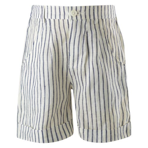 Rachel Riley Stripe Linen Shorts In Navy