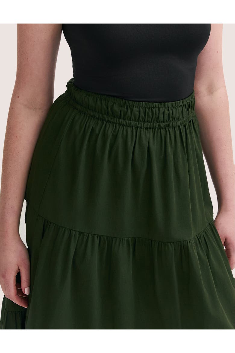 Harleen Cotton Midi Tiered Skirt, Alternate, color, Dark Khaki
