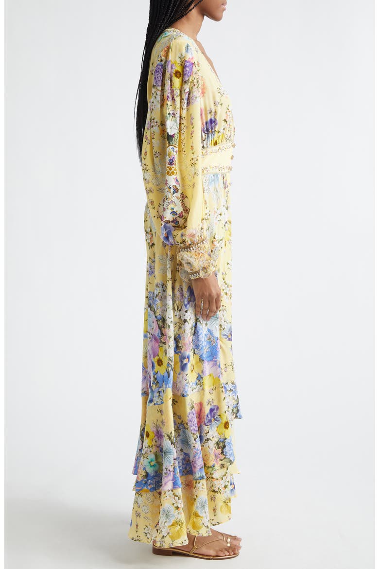 Darling Buds Floral Long Sleeve Silk Button Front Dress, Alternate, color, DARLING BUDS