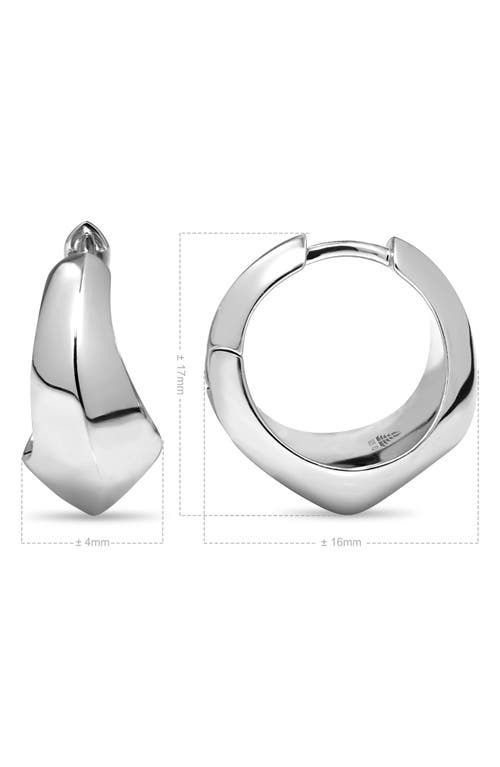 Devata Beveled Curve Hoop Earrings In Silver