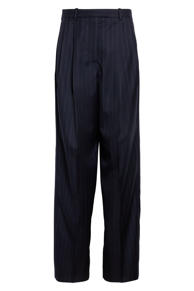 Double Pleat Wool Trousers, Main, color, DARK NAVY