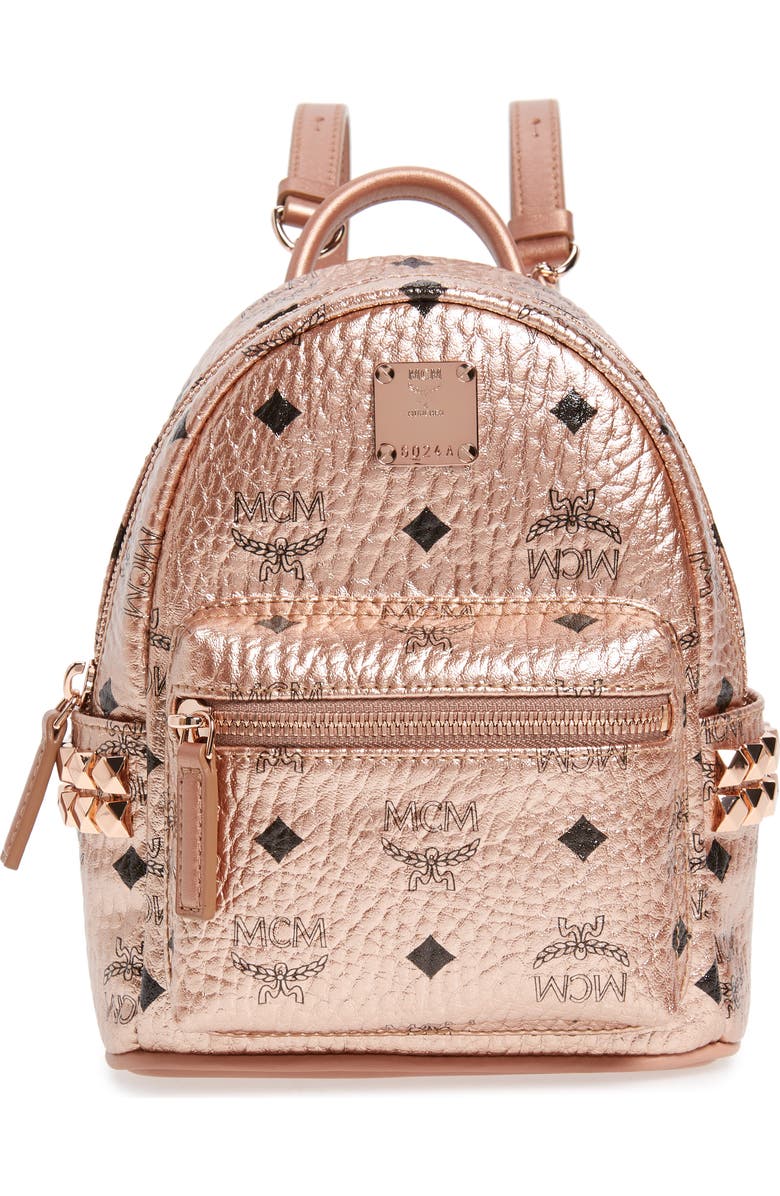MCM X-Mini Stark Side Stud Coated Canvas Backpack, Main, color,