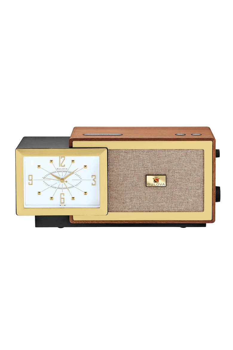 Precision Tone Clock Radio, Gold Tone, Main, color, Brown