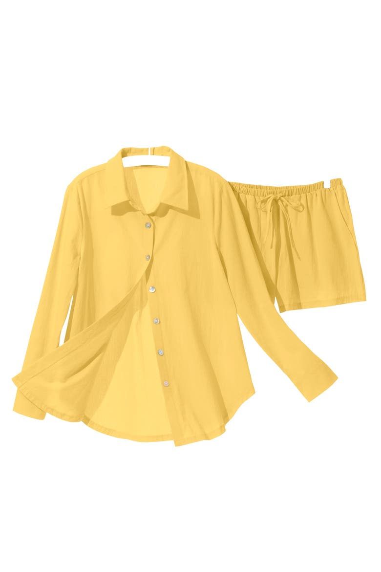 Cotton Beach Shirt Cover Up, Main, color, Lemon Mist