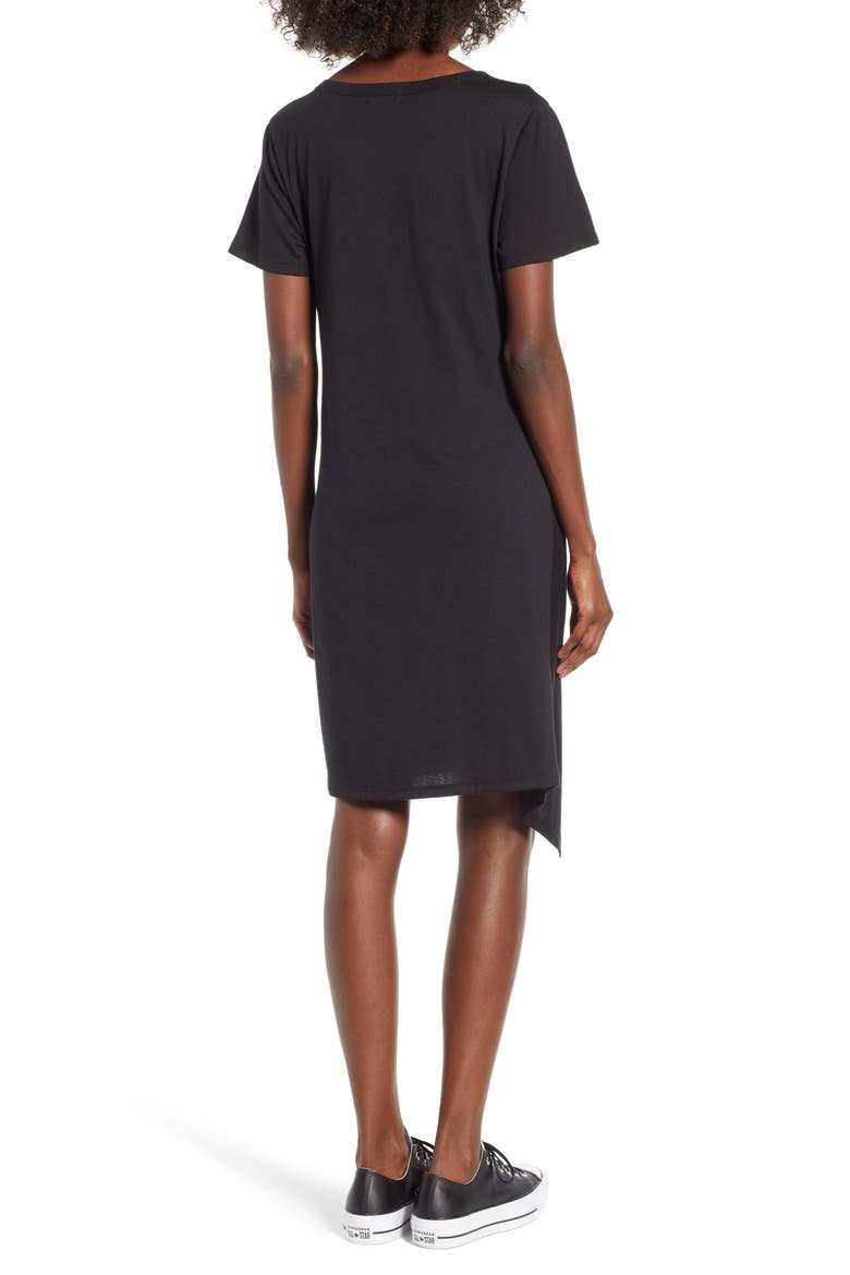 Tie Waist T-Shirt Dress, Alternate, color, BLACK