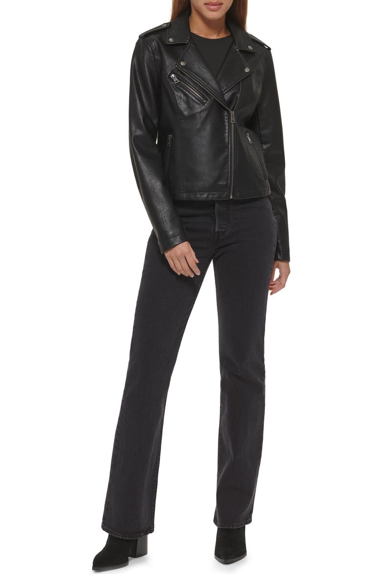 Levi's® Faux Leather Moto Jacket, Alternate, color, BLACK