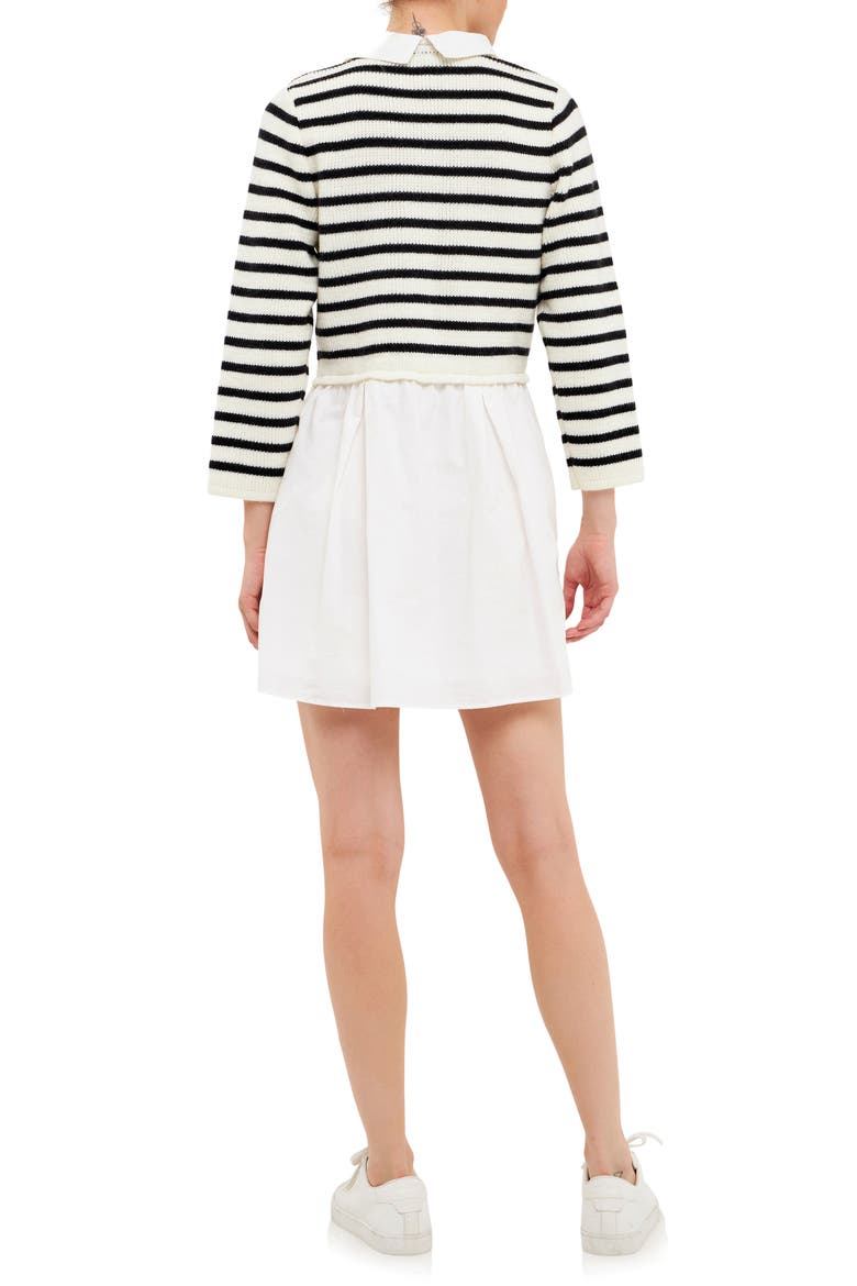 Stripe Mixed Media Dress, Alternate, color, BLACK/ CREAM