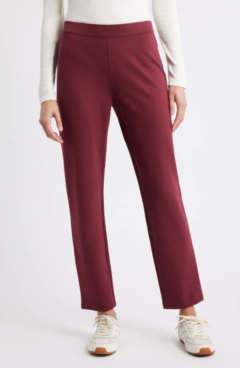 Pull-On Stretch Ponte Skinny Ankle Pants