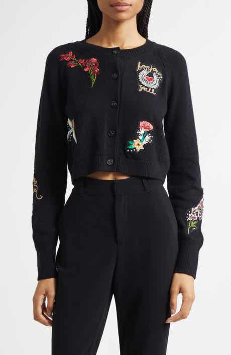Cinq à Sept Millie Western Amour Beaded Embroidery Cotton Blend Cardigan