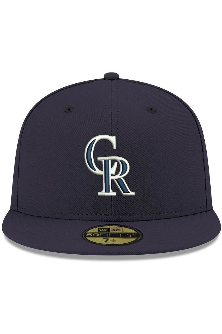Men's New Era Navy Colorado Rockies White Logo 59FIFTY Fitted Hat, Alternate, color, Navy