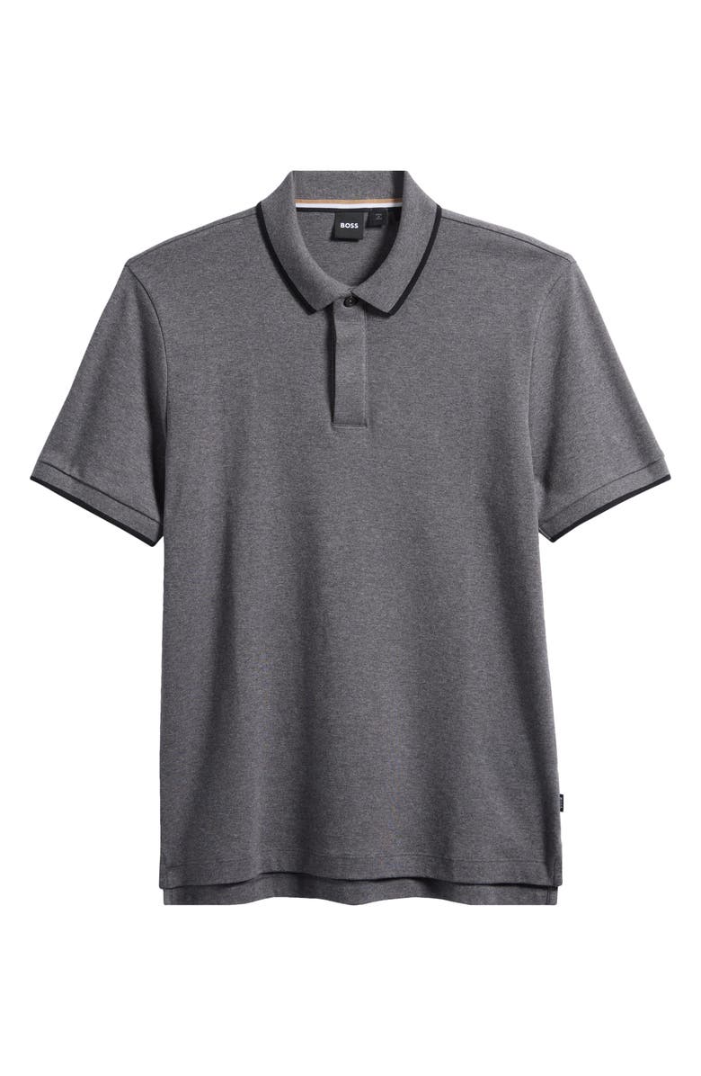 BOSS Parlay Tipped Cotton Polo, Main, color, Medium Grey
